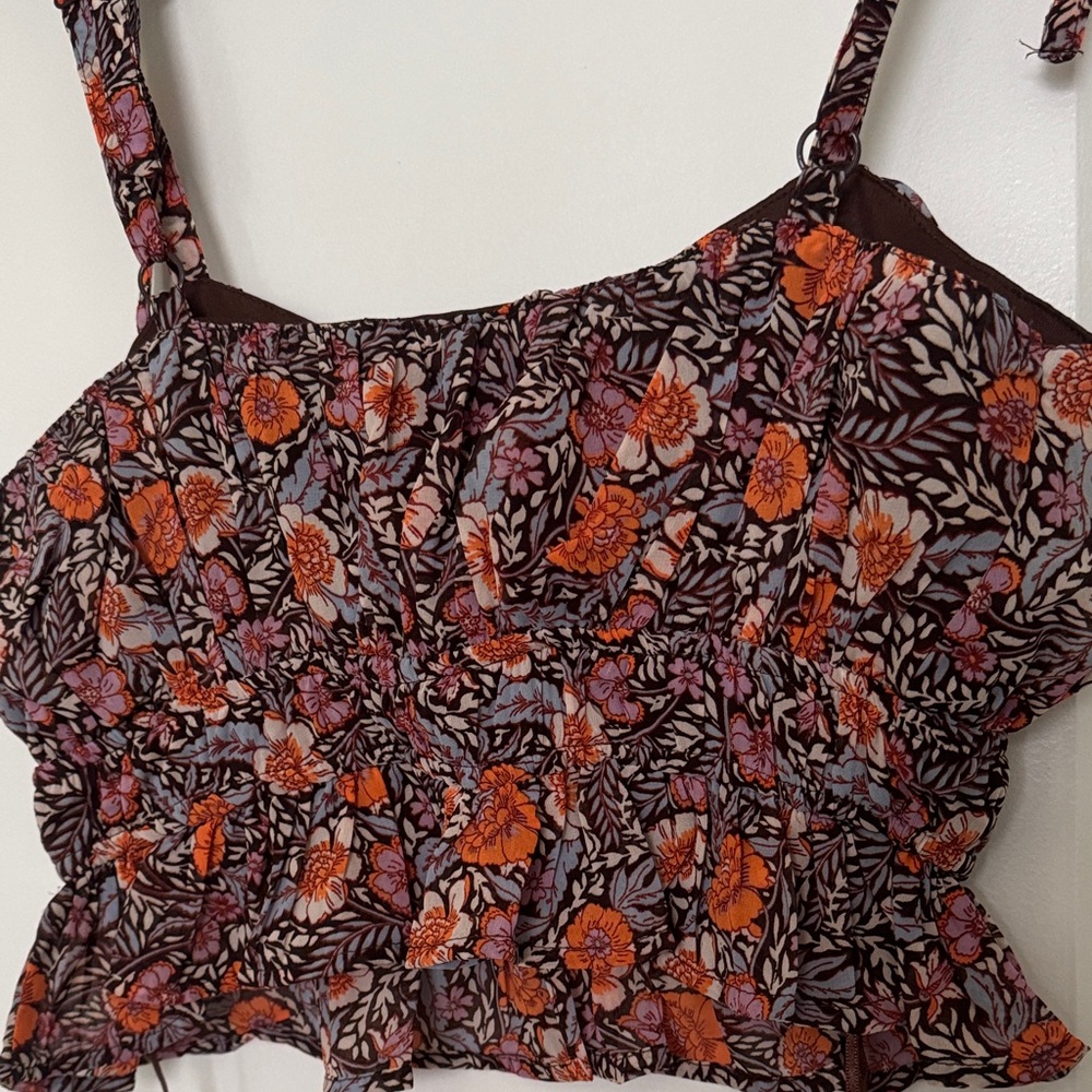 Japna Orange and Purple Floral Crop Top - Picture 8 of 9